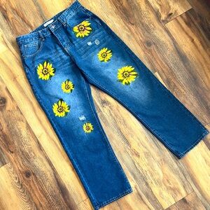 MISSLOOK High Waisted Sunflower Jeans